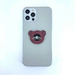 Black teddy bear phone Ring Stand, Grip.